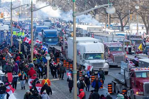 Trump called the US a 'tinderbox' and said the trucker protests in Canada would do more damage if..