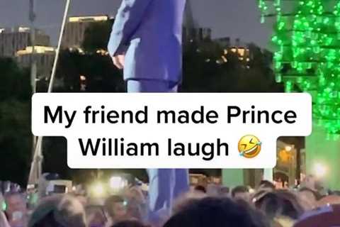 Royal fan reveals the cheeky song she sang to make Prince William laugh on stage before his speech..