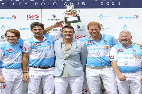 Jubilant Prince Harry lifts trophy after winning polo title with team in charity tournament where..