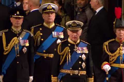 Prince Andrew appears in military uniform as he stands vigil beside Queen’s coffin with King..