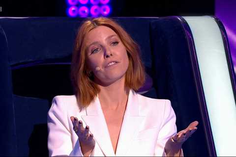 Pregnant Stacey Dooley covers her baby bump on Michael McIntyre’s The Wheel as she discusses home..