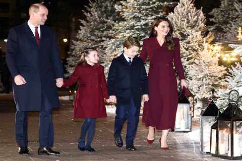 Charlotte and George beam with Kate and William at Queen’s carol service after Meghan & Harry..