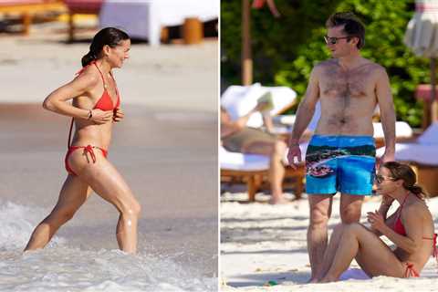 Pippa Middleton laughs as she plays with her kids and husband James Matthews on beach holiday in St ..