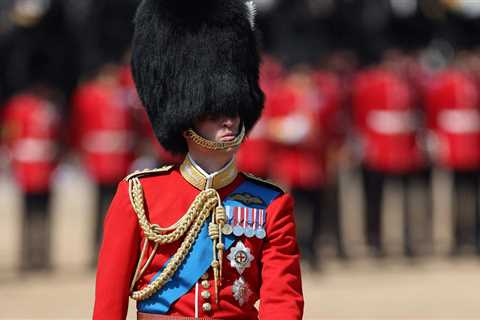 Prince William looks smart as he takes part in Trooping the Colour rehearsal as Prince Harry’s..