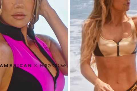 Khloe Kardashian Flaunts Toned Physique & Rocking Abs in New Good American x Body Glove Swim..