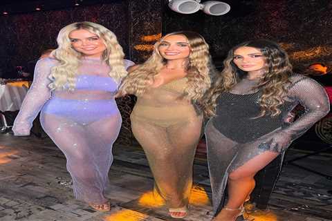 Towie’s Amber, Chloe and Courtney pose in see-through dresses amid cast feud