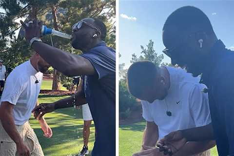 Draymond Green Comically Fails To Chug Beer With Travis Kelce On Golf Course