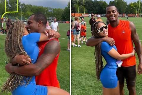 Deshaun Watson's GF Wraps Legs Around Quarterback At Browns Camp