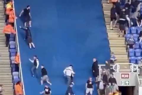 Peterborough fan falls head-first over railing after appearing to spit at Reading fans