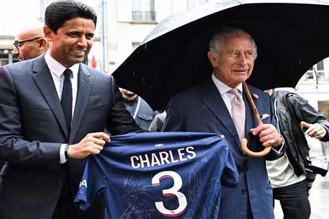 Queen Camilla plays ping pong while King Charles poses with PSG shirt bearing his name as royals..