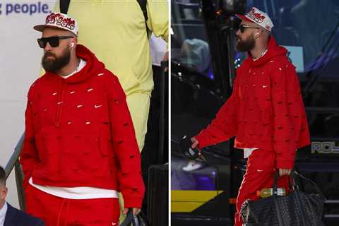 Travis Kelce Lands In Las Vegas For Super Bowl As Taylor Swift Wins Big At Grammys