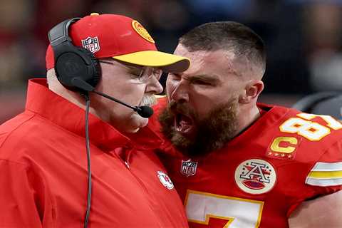 Livid Travis Kelce bumps, screams at Andy Reid to keep him on field after Chiefs’ Super Bowl fumble