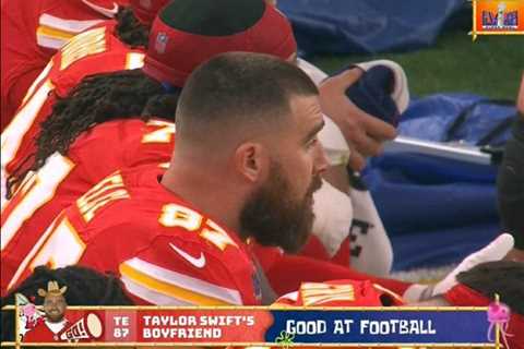 Travis Kelce adorably labeled ‘Taylor Swift’s boyfriend’ on Nickelodeon Super Bowl 2024 broadcast