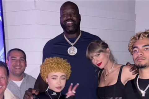 Shaquille O'Neal Meets Taylor Swift At Super Bowl, Shoots Shot With Ice Spice