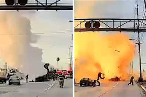 Truck Explosion Caught On Dashcam Video, 9 Firefighters Injured