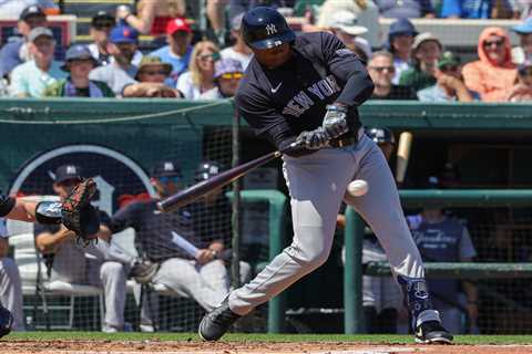 Yankees new outfielder Oscar Gonzalez throws two runners out at home