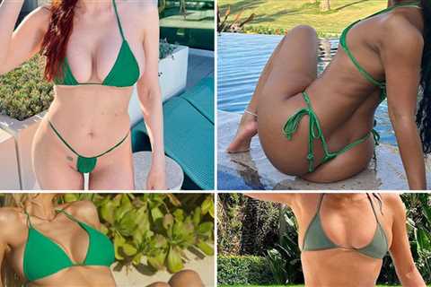 Lucky Ladies In Green Bikinis -- Guess Who!