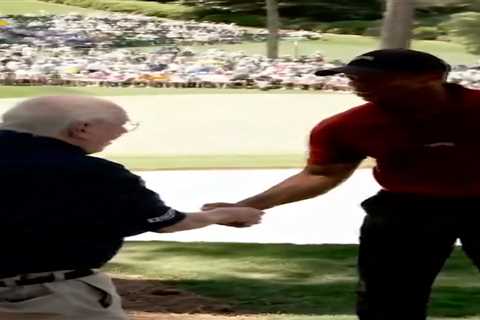 Tiger Woods shakes Verne Lundquist’s hand on No. 16 as CBS legend calls final Masters