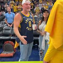 Pat McAfee enjoys Game 4 ‘show’ in courtside seats given by Tyrese Haliburton