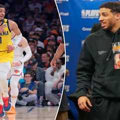 Pacers’ Tyrese Haliburton dons Reggie Miller choke-sign hoodie after tormenting Knicks