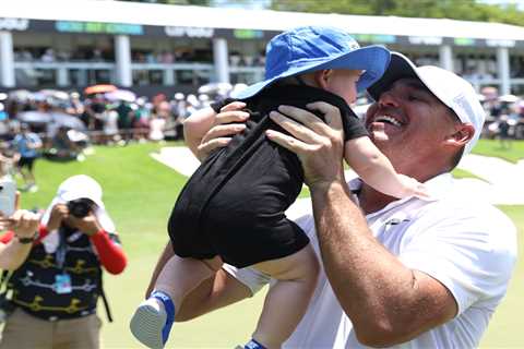 Brooks Koepka and wife Jena Sims celebrate his LIV Golf win with infant son: ‘My winning Crew’