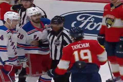 Panthers’ Matthew Tkachuk shades Rangers’ Chris Kreider over mouthguard toss: ‘Best play he made..