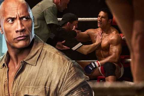 Dwayne Johnson embraces the pain after injuring his right elbow on the set of The Smashing Machine