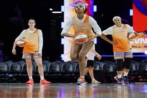 Angel Reese beats Caitlin Clark in half-court shot contest at thrilling WNBA All-Star practice