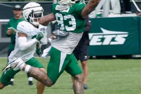 Tyler Conklin makes highlight-reel one-handed catch at Jets practice