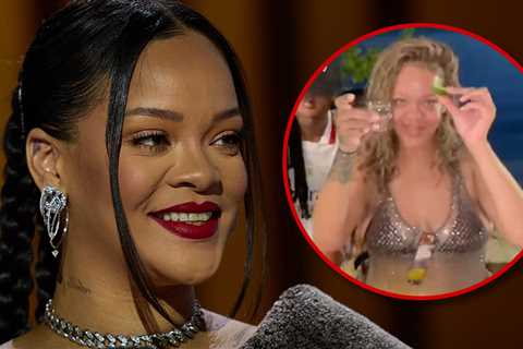 Rihanna Takes Shots with Friends at Beach Bar in Barbados