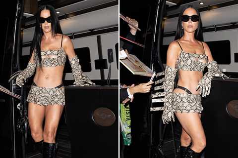 Katy Perry Goes (Snake)Skin to Win, Rocks Tiny Outfit for L.A. Album Party