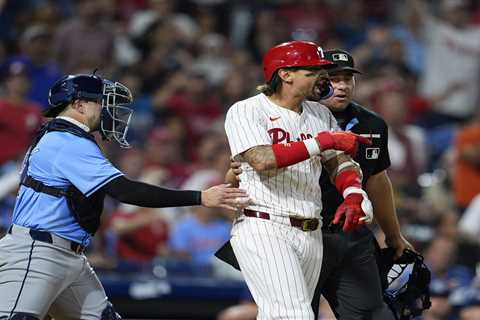 Benches clear after Phillies’ Nick Castellanos hit by pitch: ‘Like my 2-year-old’