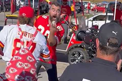 Jason Kelce Learns Beer Can Party Trick From Swiftie At Chiefs Tailgate