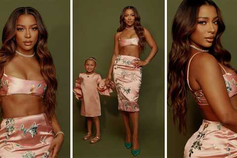 Victoria Monet Wore a Floral Set by Kim Shui Studio During a Photoshoot with Her Daughter