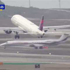 Harrowing footage shows Gonzaga team plane, Delta jet near-miss on LAX runway