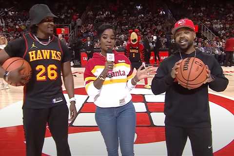 Hawks fan stretchered off court after suffering nasty injury during in-game contest