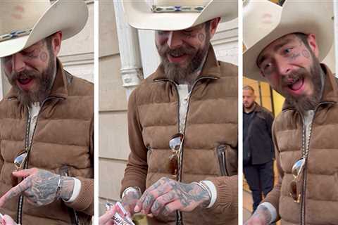 Post Malone Enjoys Magic Trick in Paris