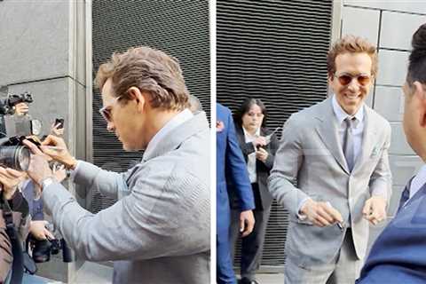 Ryan Reynolds Pretends to Sign Paparazzi Cameras at 'Another Simple Favor' Event