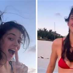 Kylie & Kendall Jenner in Bikinis Drunkenly Tossing Rocks Into Sea, on Video