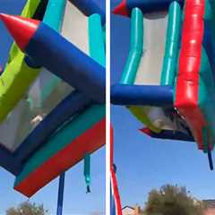 Kids Fly Out of Airborne Bouncy Castle in Freak Wind Gust Caught on Video