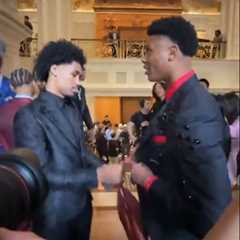 Dylan Harper gets hyped over Ace Bailey’s 2025 NBA Draft outfit