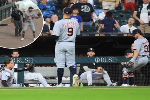 Tigers players combine for jaw-dropping catch on pop out