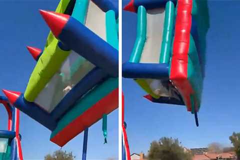 Kids Fly Out of Airborne Bouncy Castle in Freak Wind Gust Caught on Video