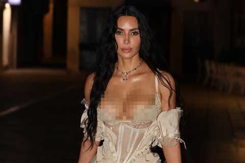 Kim Kardashian Bares Cleavage in Tiny Lingerie in Venice