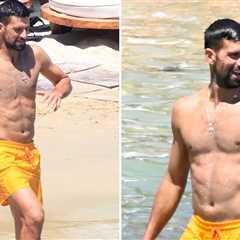 Novak Djokovic Goes Shirtless For Active Beach Day With Wife, Kids In Mykonos