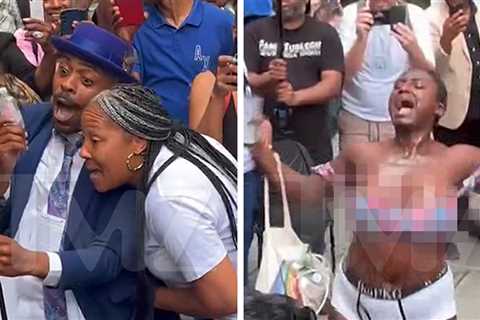 Diddy Fans Pour Baby Oil On Themselves Outside Courthouse, Nip Slip