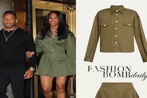 Ciara Turns Heads in Structured An Only Child Olive Shirt and Skirt While Out in NYC with Russell..