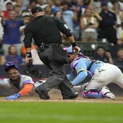 Starling Marte thrown out at plate for final out as Mets lose crusher to Brewers