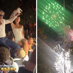 Logan Paul and Nina Agdal Hoisted Up in Chairs After Tying the Knot