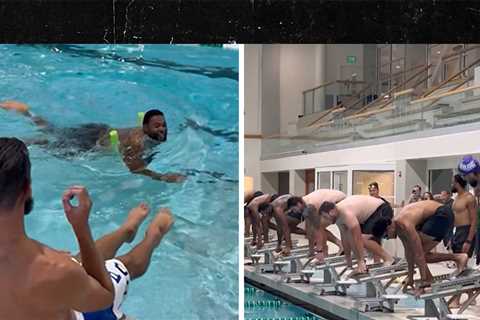 Michael Phelps Joins Baltimore Ravens For Swimming Lessons